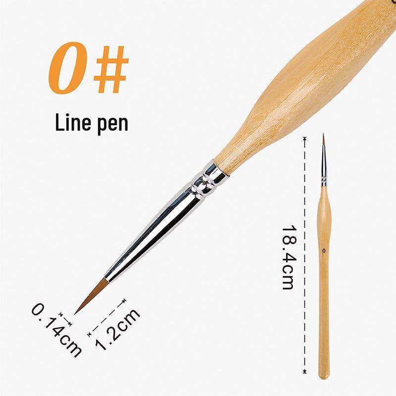 Wolf Hair Fine Line Brush - Black Triangular Birch Handle for Nail Art and Watercolor Detailing