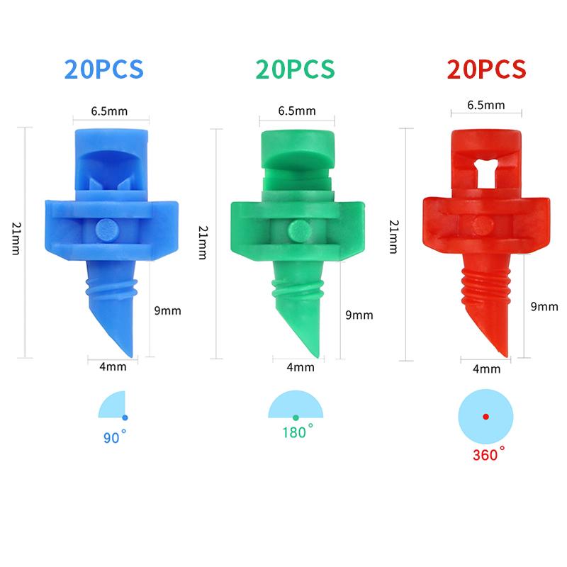 50pcs 90/180/360° Angle Simple Refraction Sprinkler Nozzle Head Garden Greenhouse Flower Tree Irrigation Misting Nozzle