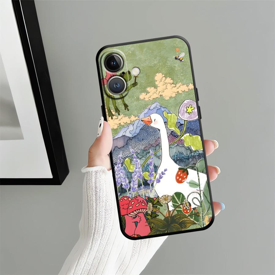 Cartoon Ente Katze Hülle für Apple iPhone 17 Pro Max 15 Pro 7 8 XR XS MAX 14 11 16 13 12 Air Funda Handyhülle