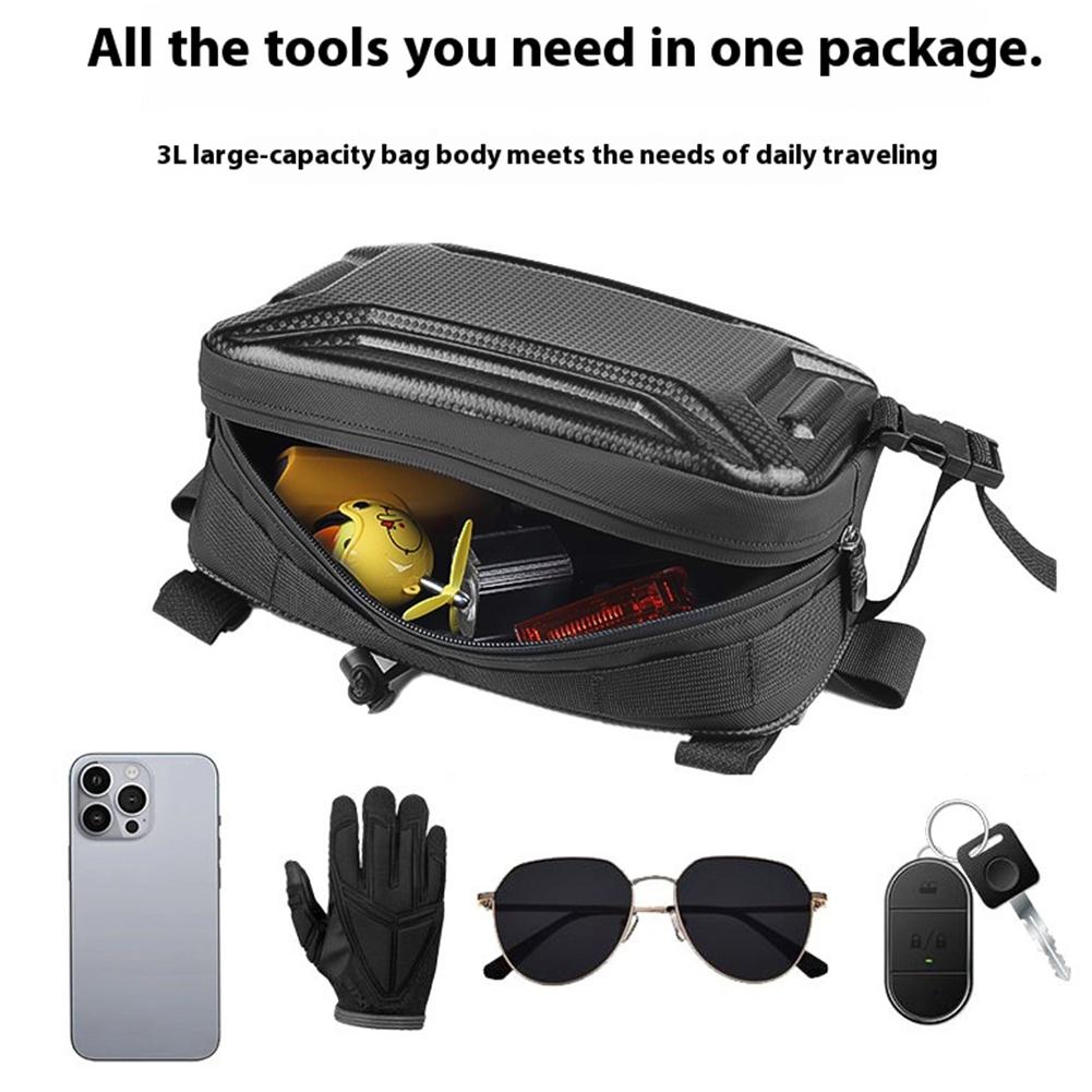 3L Bike Handlebar Bag Multifunctional Bike Front Frame Bag Adjustable Strap Bicycle Storage Bag Hard Shell Cycling Accessories