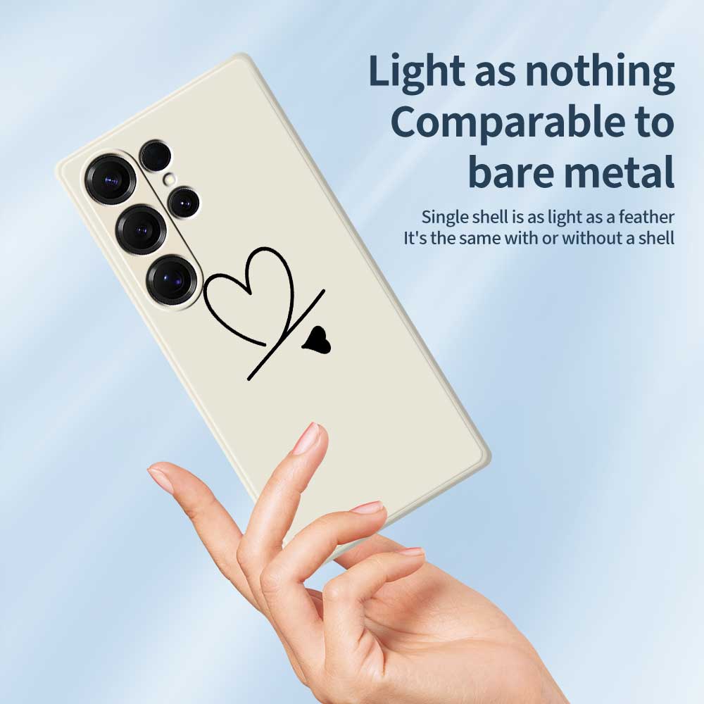 For Samsung Galaxy S25 Ultra Case Black Love Pattern Printing Straight Edge TPU Phone Back Cover