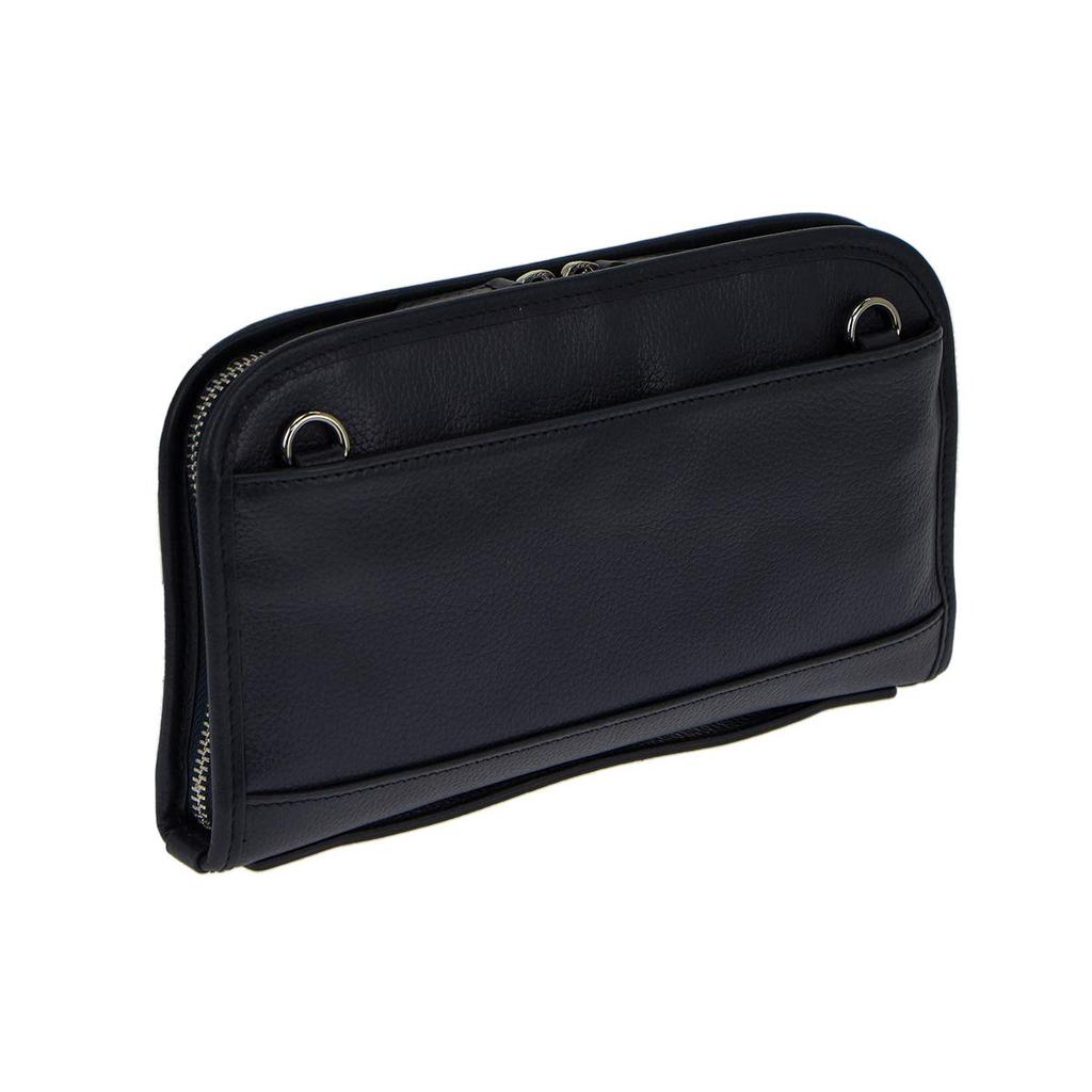 SONNE Claudio Leather Mini Shoulder SOX011 2-Way Bag/Clutch (Navy)