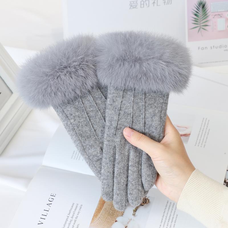 Winter Women's Wool Touch Screen Outdoor Sports Shopping Cycling Daily Use Warm  Gloves