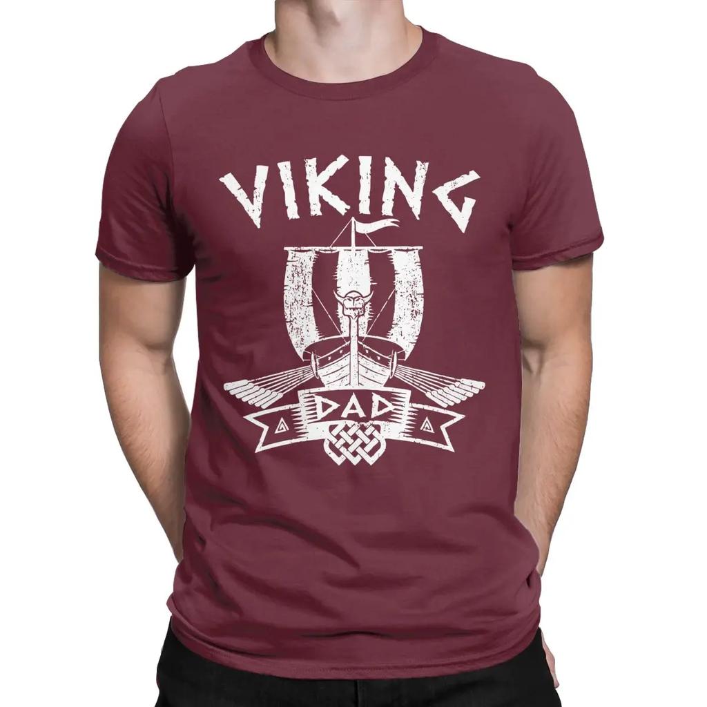 Viking Dad Father Scandinavian Norse Mythology T Shirt Men's Cotton T-Shirts Round Neck Tee Shirt Short Sleeve Clothes Gift Idea