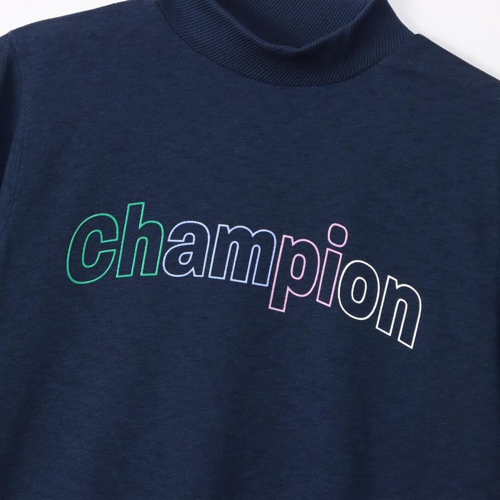 Champion Short Sleeve Mock Neck Shirt UV Graphic Logo Print Women's (CW-BG304), Navy, Protection, Quick-Drying,