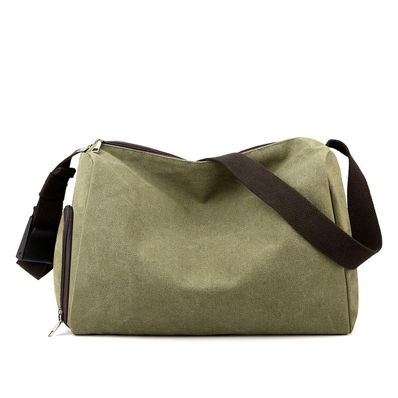 Zipper Canvas Small Barrel Bag Men'S Slant Shoulder Bag For Casual Travel Adjustable Sports Gym Bag Yoga Bag