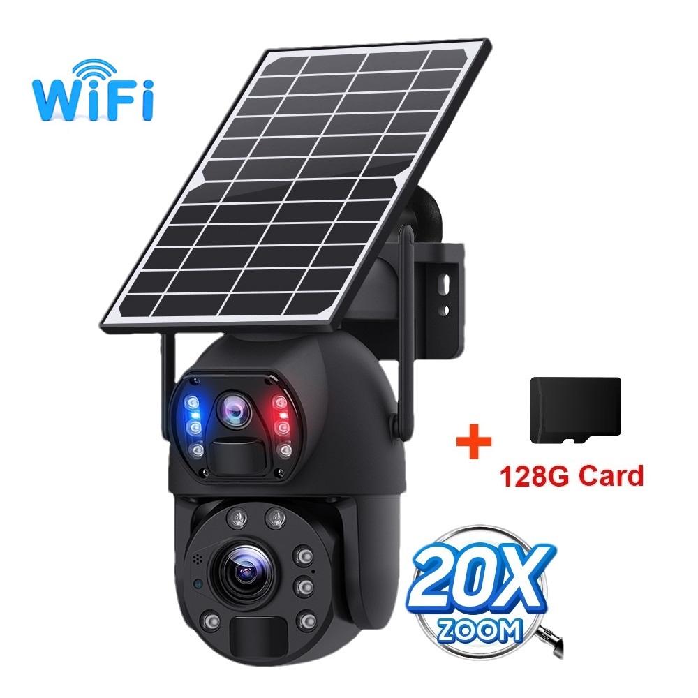 10x/20x Zoom 4G/WIFI Solar Powered Camera, HD Night Vision Security Camera, Solar Panel, PIR Human Motion Detection Monitor