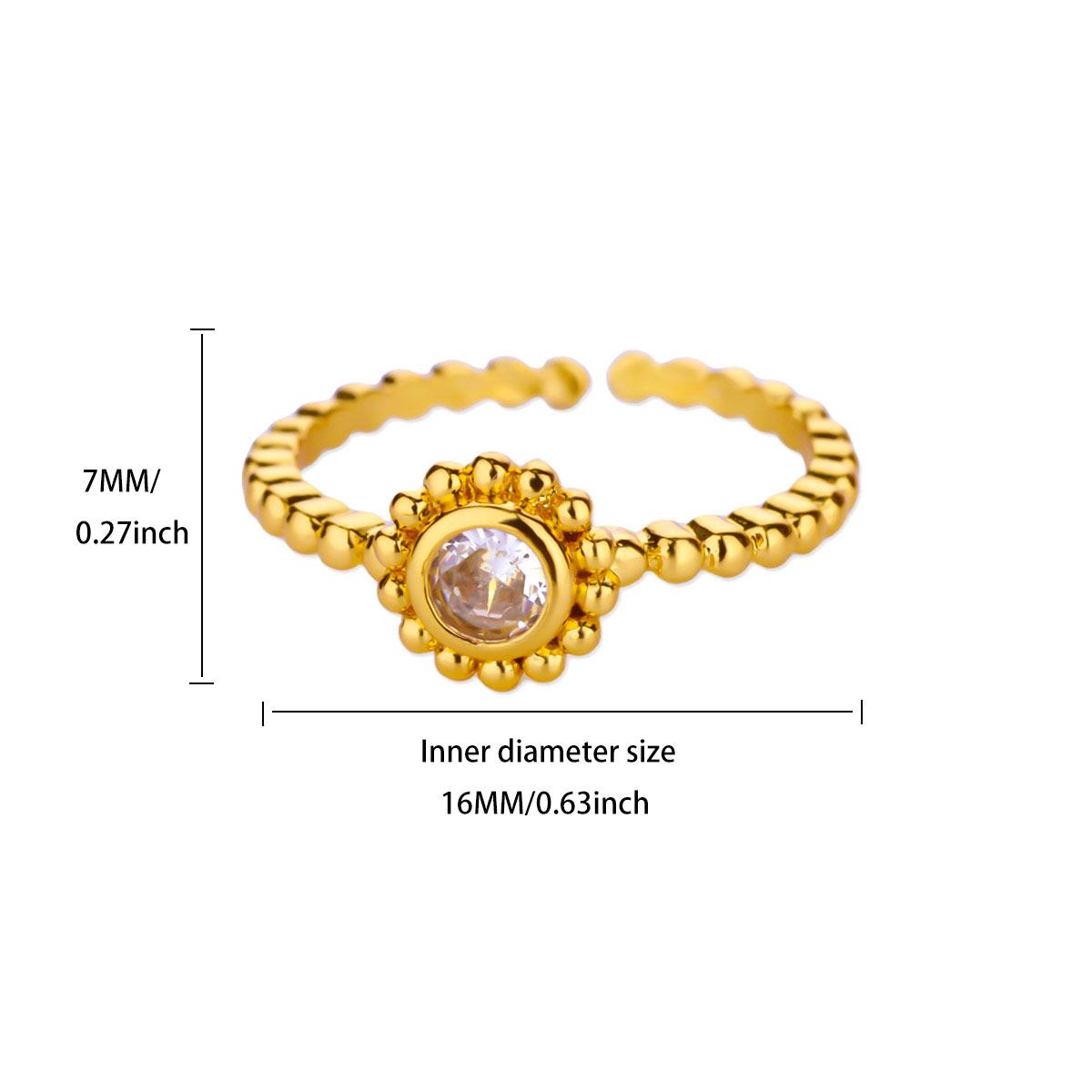 

Tiny White Zircon Sun Flower Stainless Steel Rings Gold Color Waterproof Adjustable Ring Women Wedding Jewelry Accessories Gifts Adjustable