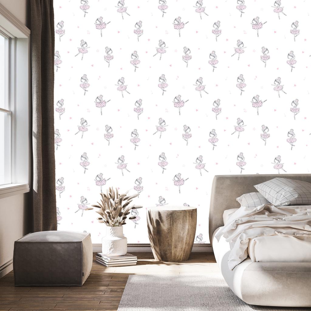 Ballerinas Hearts and Stars Wallpaper for Living Room and Bedroom 50x1000