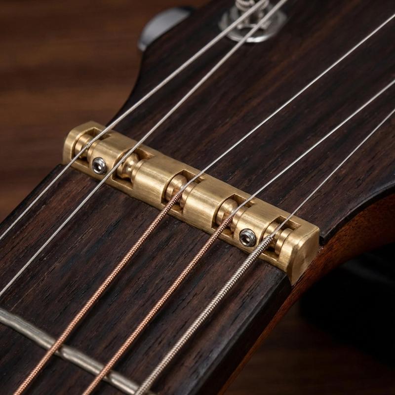 Brass Bass Guitar Nut Roller Adjustable Height for Enhanced Resonance Size Includes Base Plate and Accessory