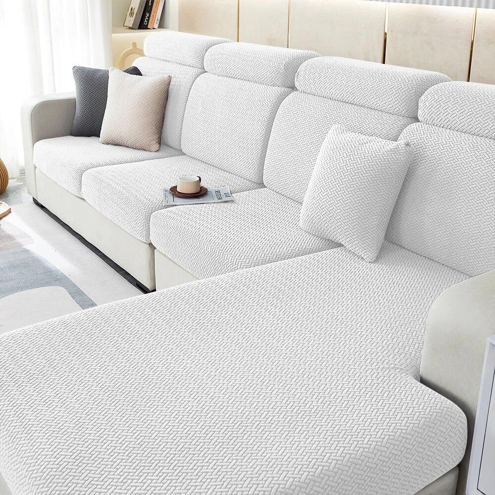 Jacquard Stretch Sofa Covers Living Room Plain Color Sofa Seat Couch Slipcover Gray Furniture Protector Spandex Thick Sofa Case
