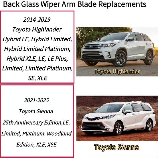 Heckwischerarm für Toyota Sienna 2021-2025 für Toyota Highlander 2014-2019 Exakt für Hybrid LE Limited SE XLE XSE Ausstattungsvarianten Ersatz Heck