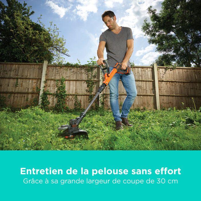 Elektrisk grästrimmer BLACK+DECKER - STC1840EPC-QW - 18V - 30 cm - Med 18V-batteri - vridbart huvud - teleskophandtag