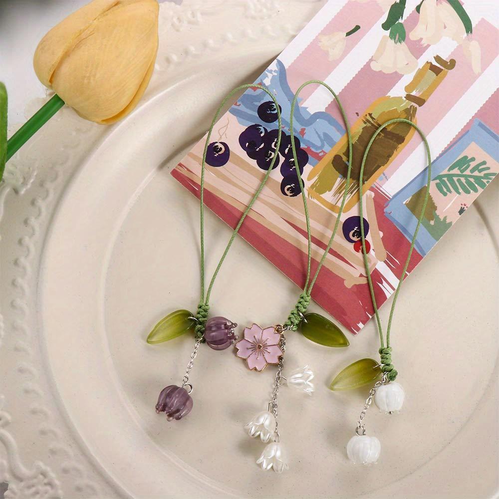 Cute Tulip Flowers Strap Lanyards Charms for Mobile Phone Case Keychain Car Key Chains Headset Cover Hang