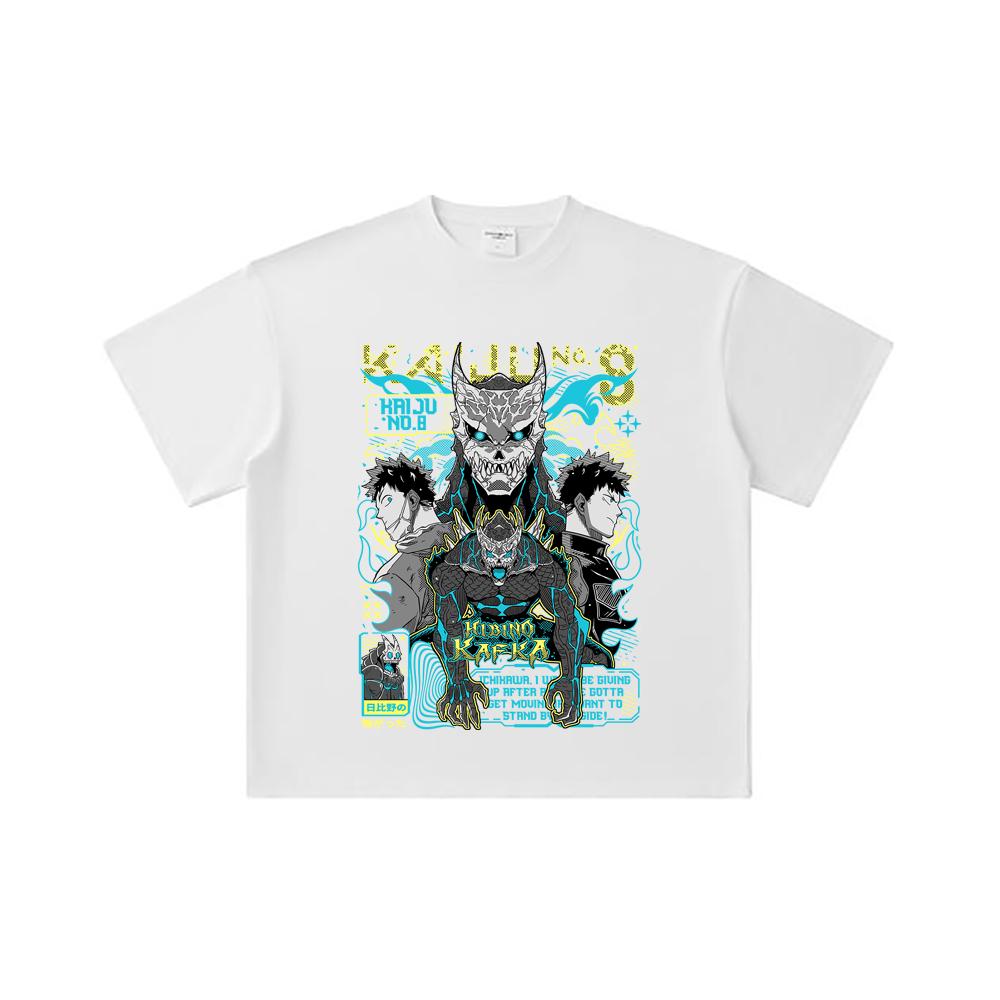 260 GSM Double Yarn 32 Count 100% Cotton Kaiju No 8 V20 Kafka Print Unisex Heavy Cotton T Shirt
