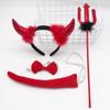 Halloween Devil Costume Kits Including Horn Headband Bowtie Tail Demons Dress Up Outfit Halloween Cosplays Party Props