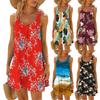 Dámské letní sexy šaty na ramínka Bez rukávů Tištěné šaty Šaty na ramínka