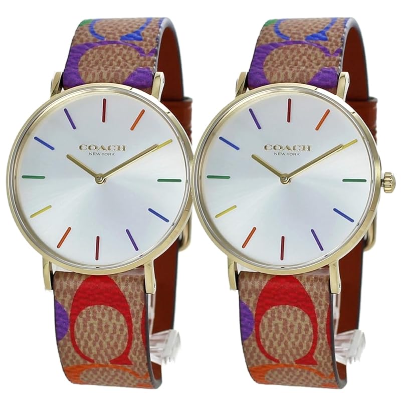 

[coach] watch pair watch men s ladies matching pair leather belt brown multi color 1450407514504075 [product]