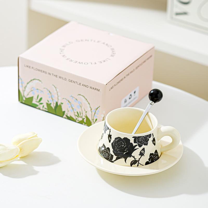 Creative Office Worker Afternoon Tea Coffee Cup Saucer Set Ceramic Cup High End Sense Housewarming Wedding Socks Gift Cup