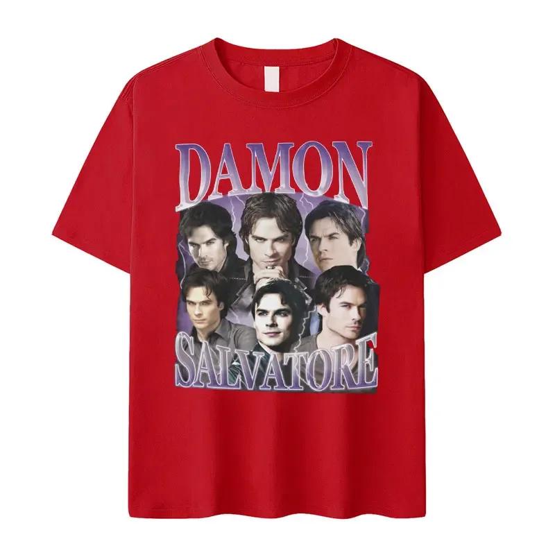 Damon Salvatore IanSomerhalder TV Drama Pattern Tshirt for Women Retro Gothic Fashion Oversized Tshirt for Women's Street Wear