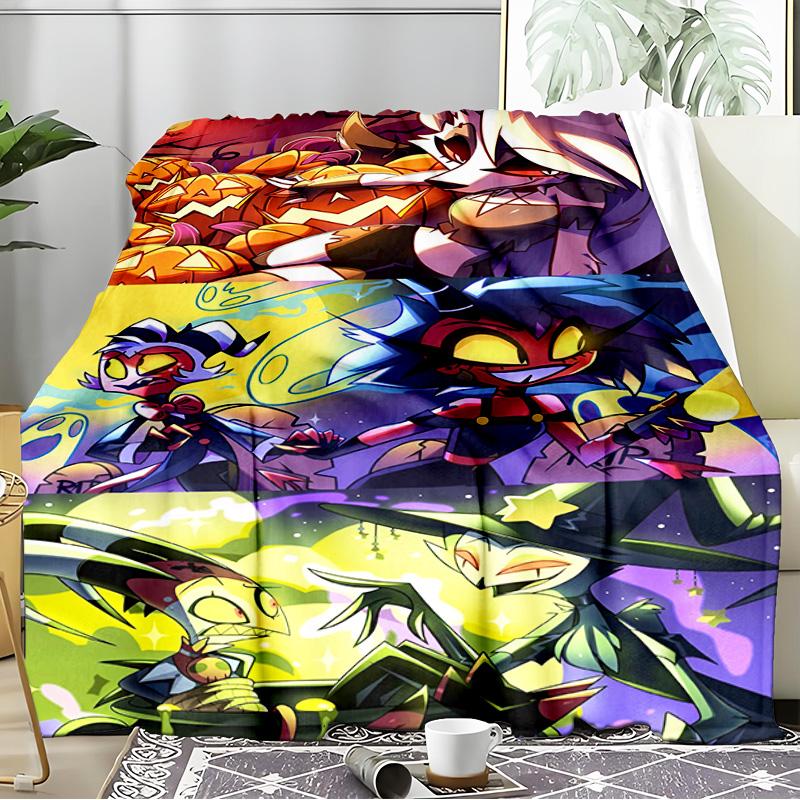 Cityscape Hazbin Nightmares Blanket Flannel Throw for Sofa, Indoor, Camping, Living Room, Office, Chair, And Bed Soft Birthday Gift