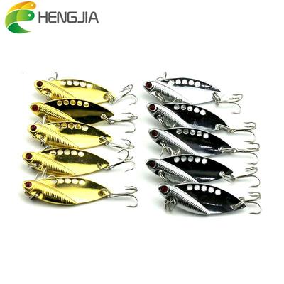 HENGJIA Leurre vibrant en métal, 2 couleurs, 10g/5cm, cuillère de pêche avec hameçon triple 8 #
