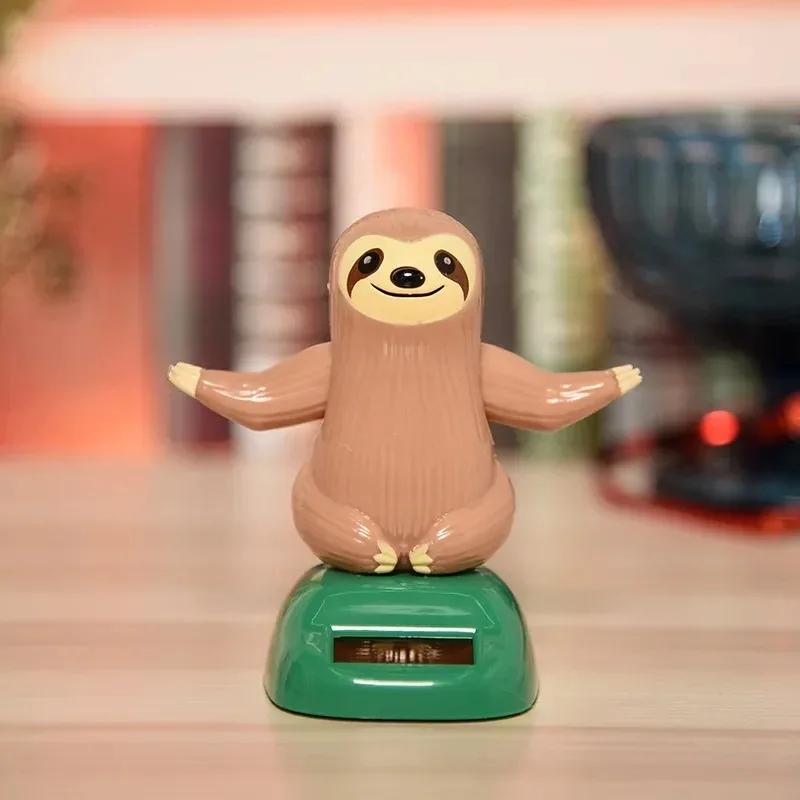 Car Ornament Swing Doll Auto Interior Accessories Solar Power Toy Shaking Head Dancing Doll Sloth Dashboard Decoration Car Styli