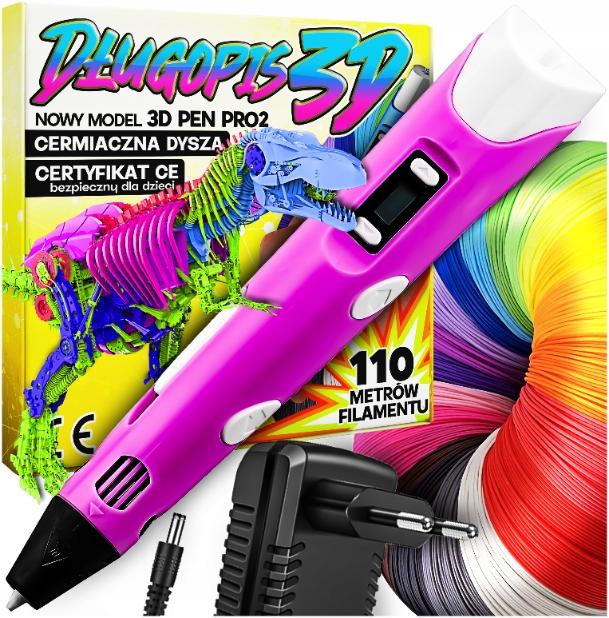 Długopis 3D Dla Dzieci 3D Pen Pro Drukarka Wkłady Pla 110 Metrów Zestaw Xxl