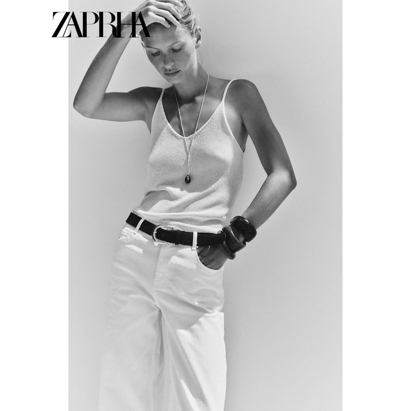 Zaprha 2025 Summer New Fashion With Belt High Waist Wide Leg Casual All-matching Jeans 1889152