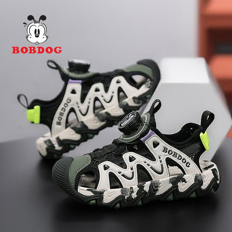 Babu bean children's sandals boys summer 2025 new rotating buckle sports sandals medium and older children's baotou beach shoes
