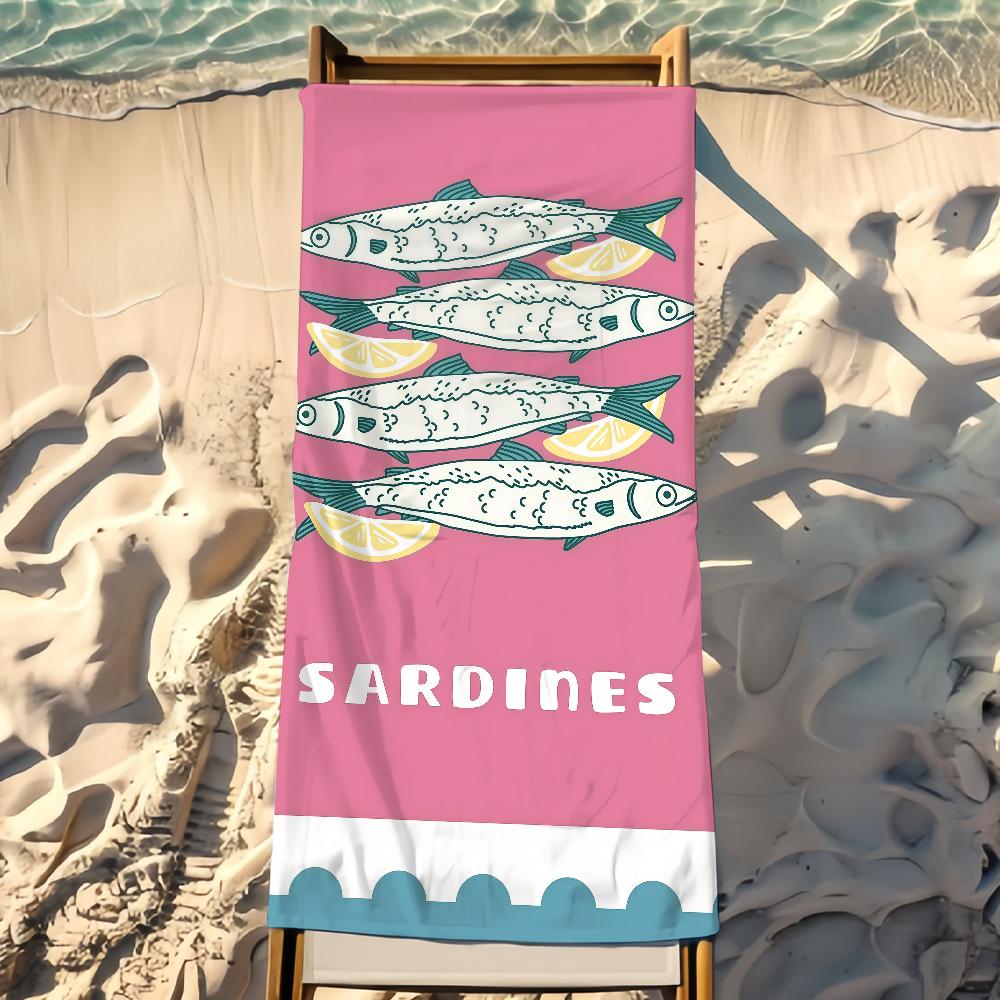 Sardinen Handtuch Strandtuch Reise Leicht Hautfreundlich für Pool Strand Camping Kreuzfahrt Sommer