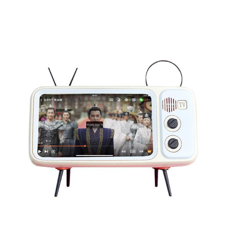 Retro TV Style Bluetooth Speaker and Phone Holder Stand