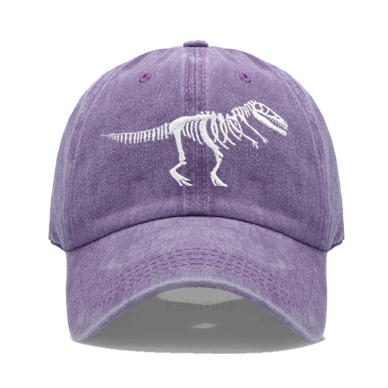 Dinosaur Skeleton Embroidered Baseball Cap for Women Men Fashion Adjustable Soft Cotton Dad Hat Unisex Classic Golf Caps