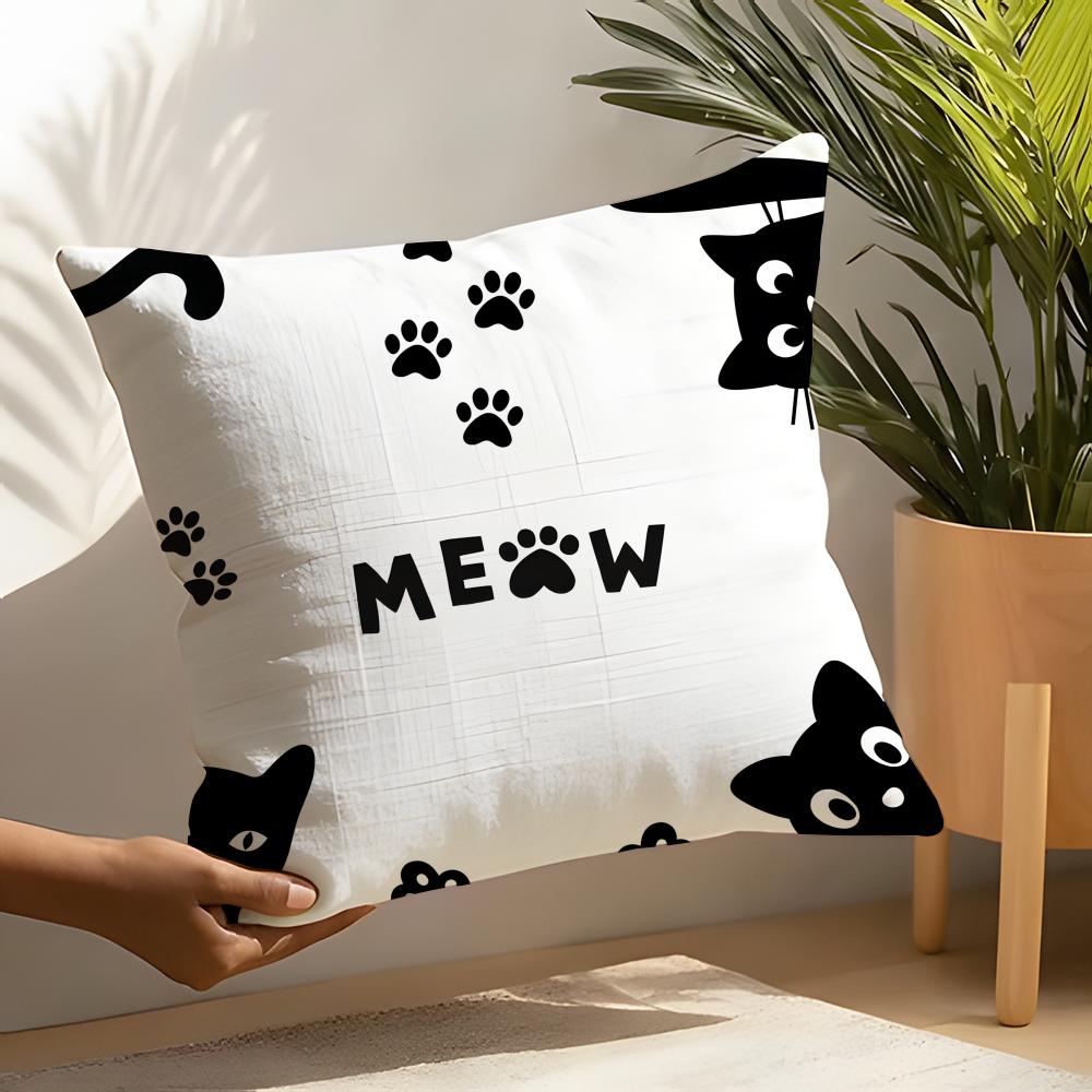 Cute Cartoon Plush Cat Pillow Case Linen Cushion Covers For Decorative Sofa Home Pillows Case Car Chair Pillows Cases