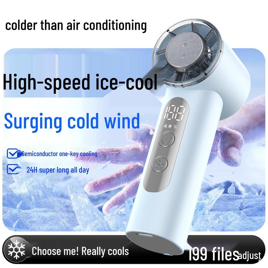 Macaron Color T72 Handheld Ice Pack Fan: Long-Lasting Battery, Powerful Turbine, High-Speed Cooling