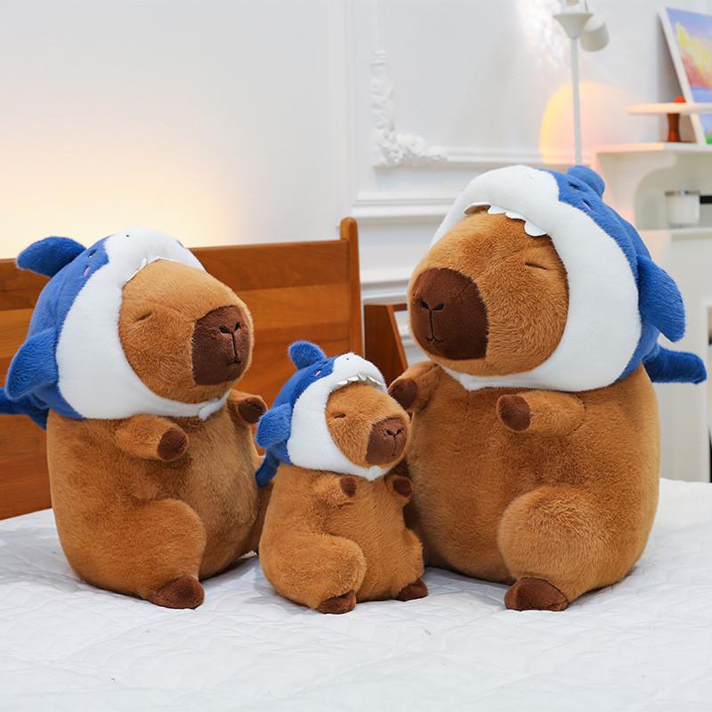 Adorable Shark Capybara Plush Doll Soft Stuffed Animal Toy For Kids In Various Sizes