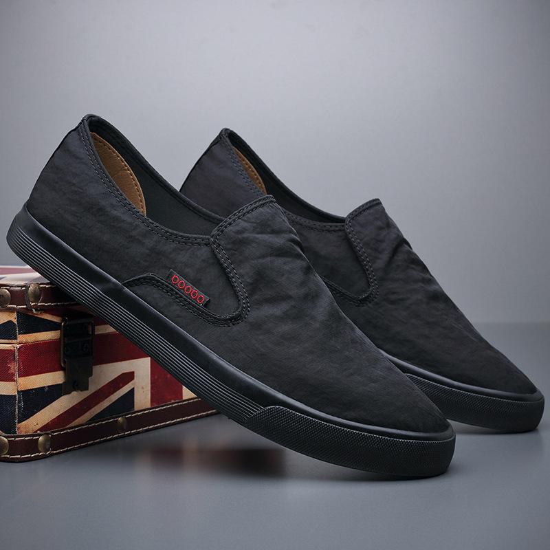 Summer canvas shoes men's one-pedal lazy shoes British loafers driving soft-soled old Beijing breathable casual cloth shoes