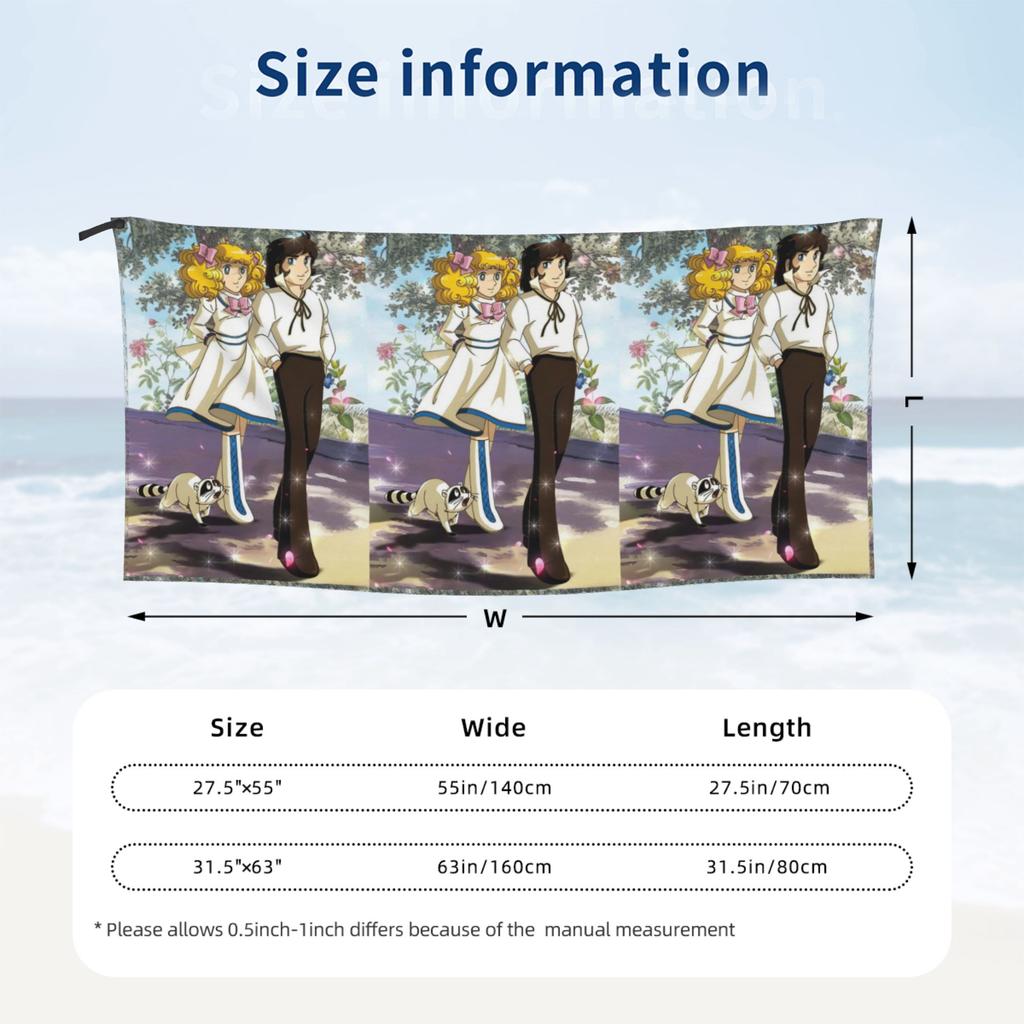 Candy Candy Anime Beach Towel Soft Microfiber Quick Dry Absorbent Quick Towels For Swimming