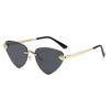 Cat Eye Rimless Sunglasses Women Men Luxury UV400 Protection Gradient Lens Metal Frame Fashion Eyewear Shades