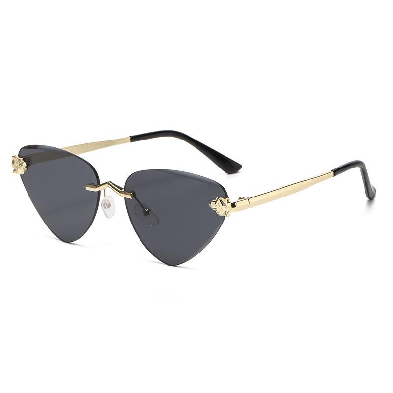 Cat Eye Rimless Sunglasses Women Men Luxury UV400 Protection Gradient Lens Metal Frame Fashion Eyewear Shades