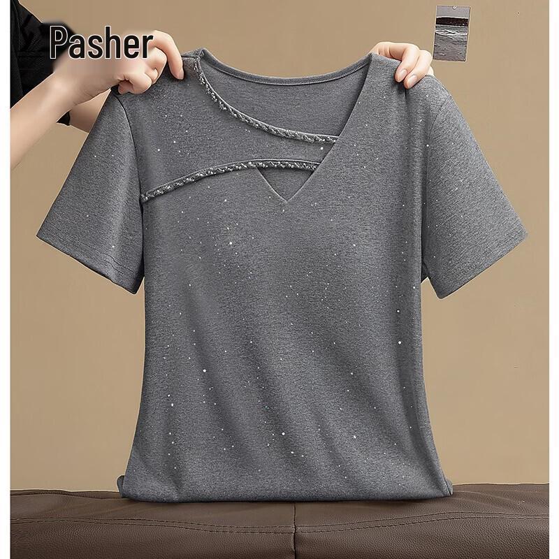 Women s Short Sleeve V-Neck Slim-Fit T-Shirt L