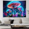 Blacklight Psychedelic Mushroom Tapestry UV Reactive Glowing Wall Hanging for Bedroom Living Room Home Decor