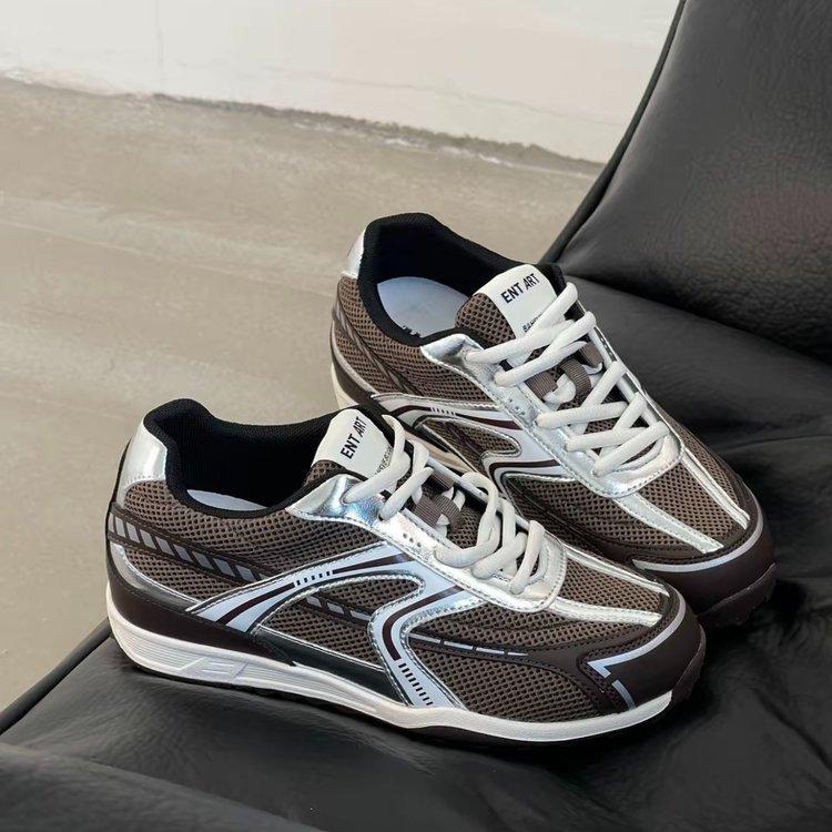 Look good~ Leather breathable mesh inner height increase German training shoes women's 2025 autumn new models show feet small sports Forrest Gump shoe