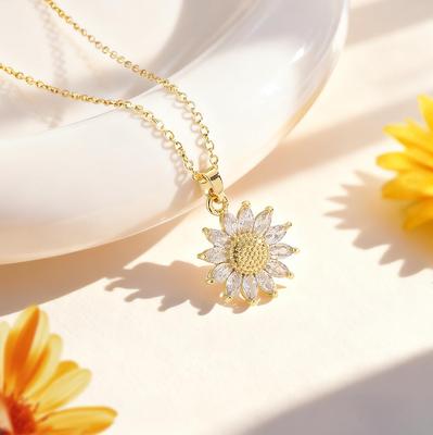 Colar Pingente Girassol Corrente de Clavícula de Luxo Feminina Joia