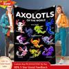 Axolotl Themed Flannel Fleece Throw Blanket - Glam Style Machine Washable Tear-Resistant Stain-Resistant Knitted Custom Blankets