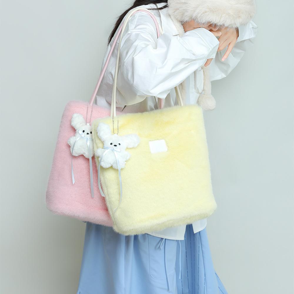 Mao Mao Bag Autumn And Winter Advanced Sense Niche Bucket Bag Large Capacity Shoulder Underarm Bag Plush Bag