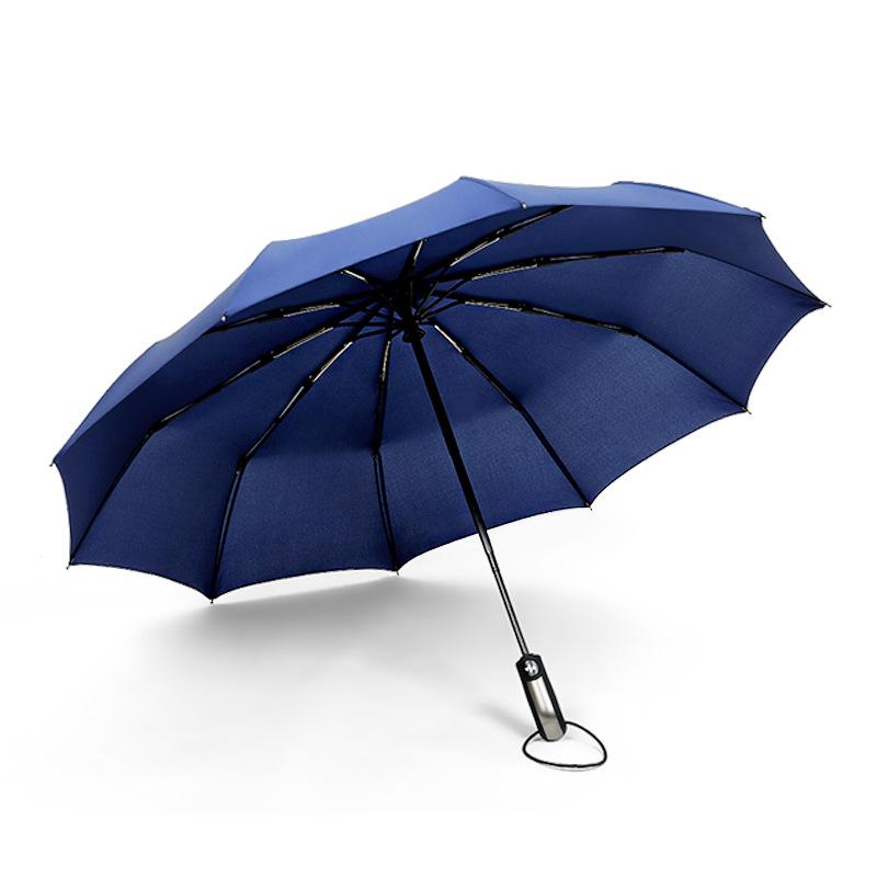 Fully Automatic 10-bone Vinyl Umbrella Folding Men's and Women's Umbrellas Sunshine and Rain Dual-purpose Three-fold Umbrella Umbrella
