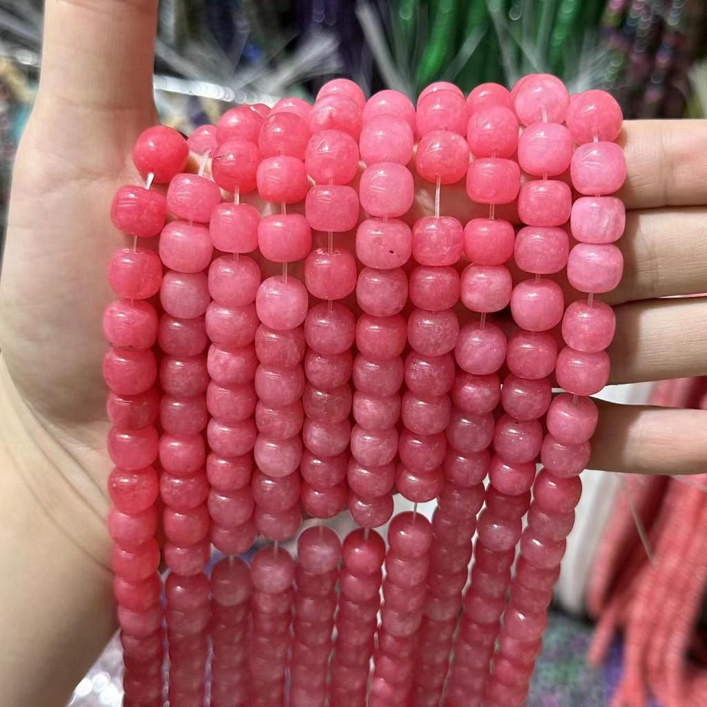 9x10 Natural Chalcedony Beads: Multicolor Morganite, Tourmaline, Amazonite Barrel Beads for DIY Jewelry