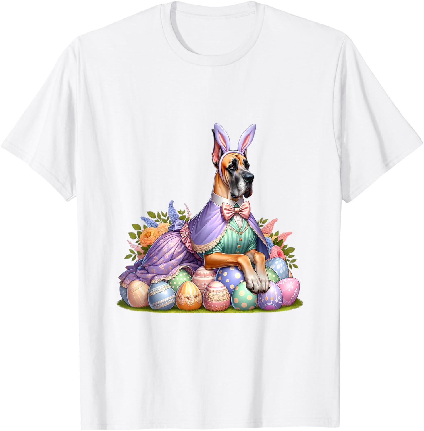 

Great Dane Easter Bunny Costume Dog Graphic Print Men s Casual Cotton T-Shirt S