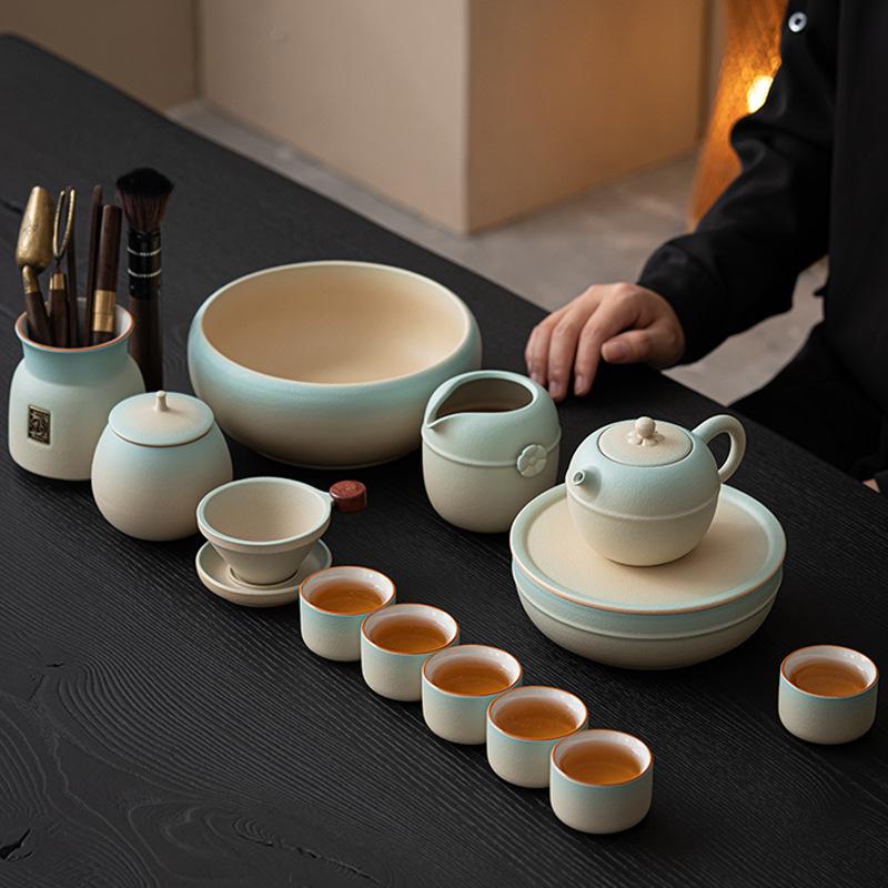 High-end Kung Fu tea set set, new Japanese ceramic minimalist home teapot, teacup, tea ceremony tea set, complete gift box